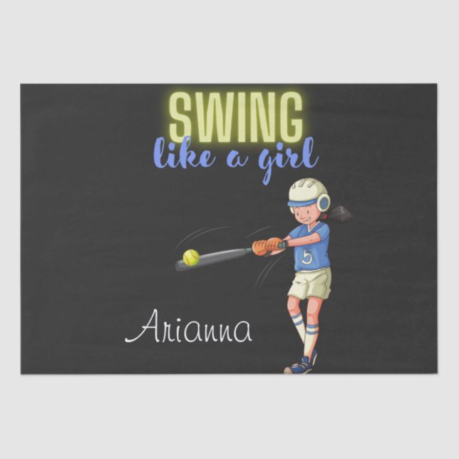 Swing Like A Girl Softball  Tissue Paper (Front)