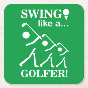 Swing Like A Golfer Golf  Square Paper Coaster