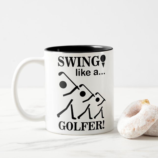 Swing Like A Golfer Golf Two-Tone Coffee Mug (With Donut)