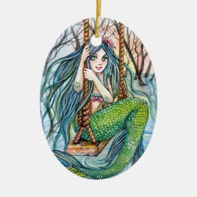 Swing - Mermaid Art Ceramic Ornament (Front)