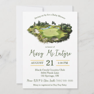Swing on By, Golf Themed Baby Shower Invitation