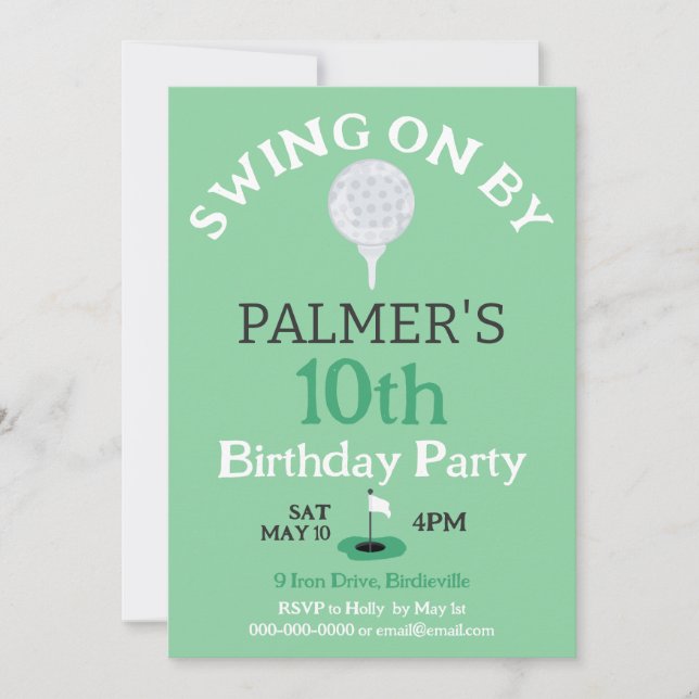 Swing On By Golfing Birthday Party Invitation (Front)