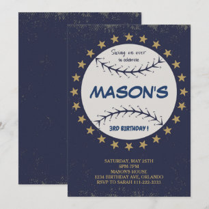 Swing on Over Baseball Anniversaire Invitation