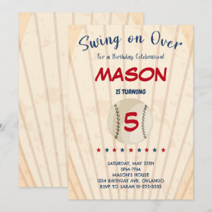 Swing on Over Baseball Anniversaire Invitation
