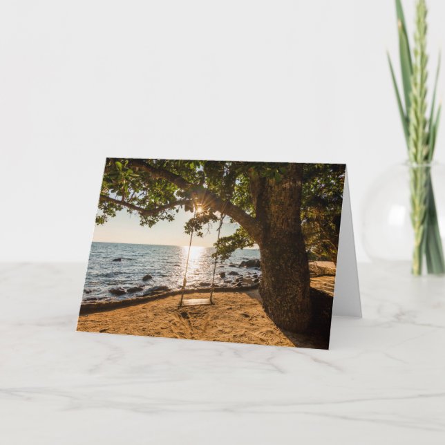 Swing on the Beach at Sunset Card (Front)