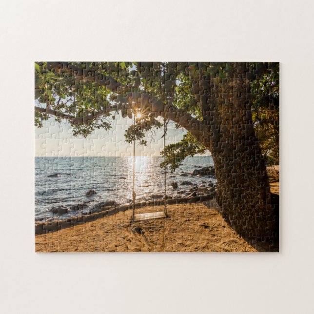Swing on the Beach at Sunset Jigsaw Puzzle (Horizontal)