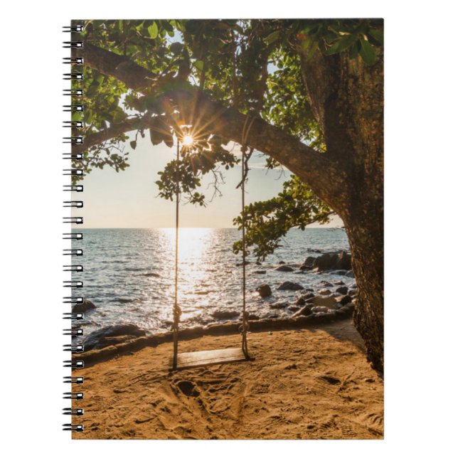 Swing on the Beach at Sunset Notebook (Front)