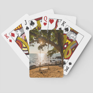 Swing on the Beach at Sunset Playing Cards