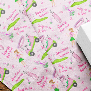 Swing Pink Golfer Breast Cancer Awareness Tissue Paper