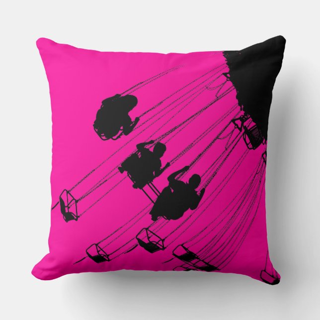 Swing Roundabout - Hot Pink Throw Pillow (Front)