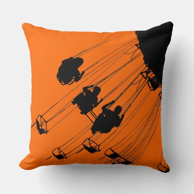 Swing Roundabout - Orange Throw Pillow (Front)