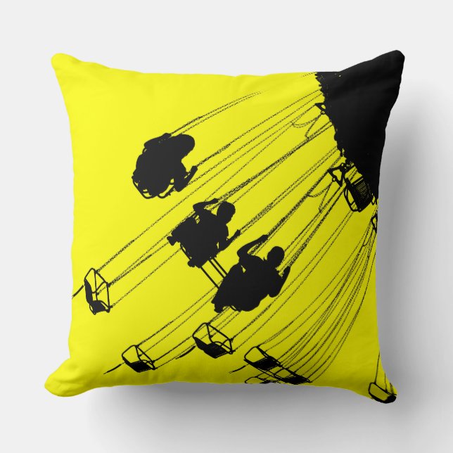 Swing Roundabout - Yellow Throw Pillow (Front)