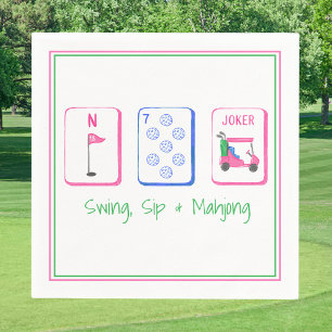 Swing, Sip, Mahjong / Golf Mahjong Party Napkin