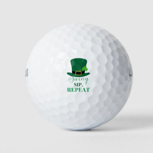 'Swing, Sip, Repeat' St. Patrick's Day Fun Playful Golf Balls