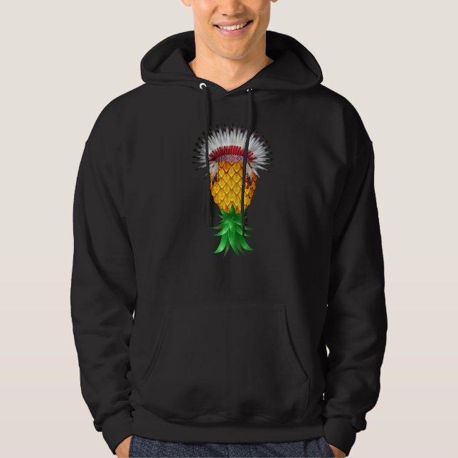 Swinger Upside Down Pineapple American Indian Hat Hoodie (Front)