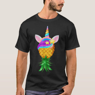 Swinger Upside Down Pineapple Magical Unicorn Head T-Shirt