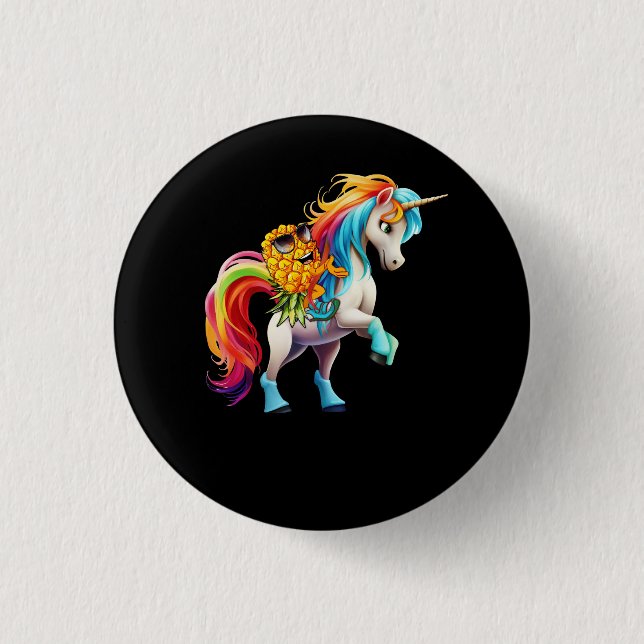 Swinger Upside Down Pineapple Magical Unicorn Rain 1 Inch Round Button (Front)