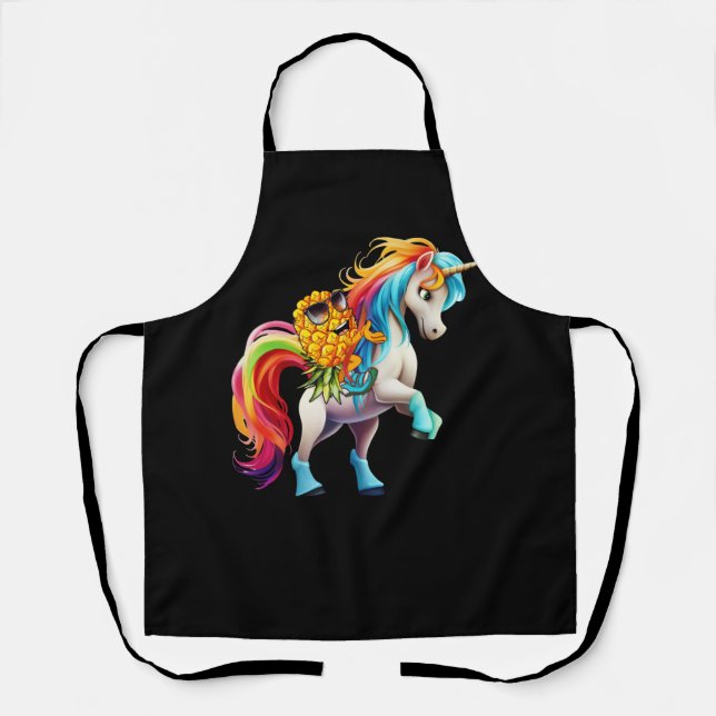Swinger Upside Down Pineapple Magical Unicorn Rain Apron (Front)