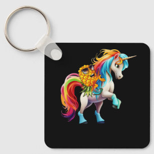 Swinger Upside Down Pineapple Magical Unicorn Rain Keychain