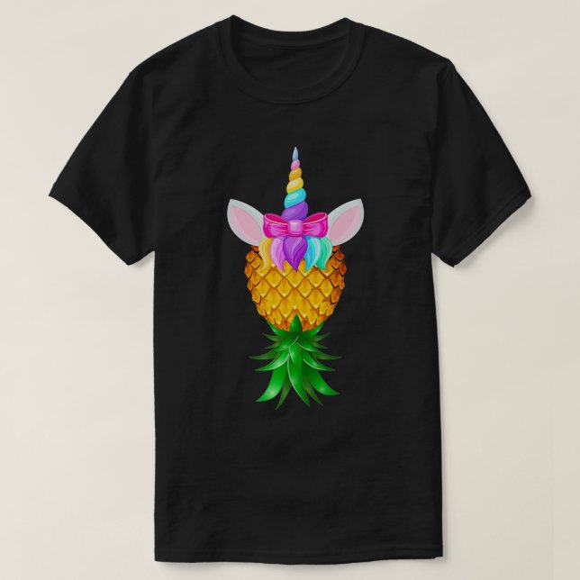Swinger Upside Down Pineapple Magical Unicorn Rain T-Shirt (Design Front)