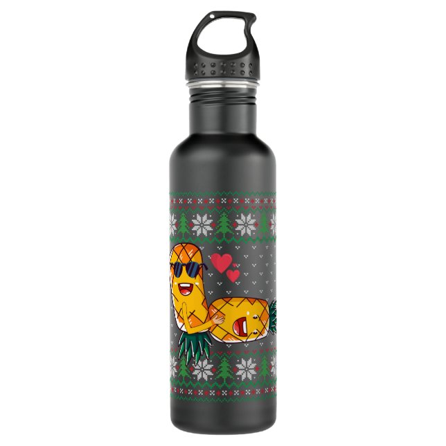 Swinger Upside Down Pineapple Making Love Ugly Pat 710 Ml Water Bottle (Front)