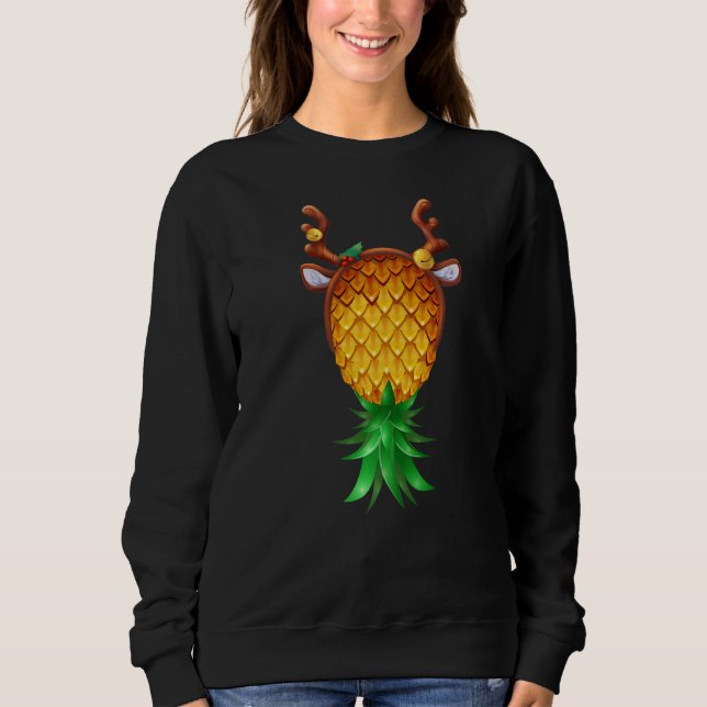 Swinger Upside Down Pineapple Xmas Reindeer Blitze Sweatshirt (Front)