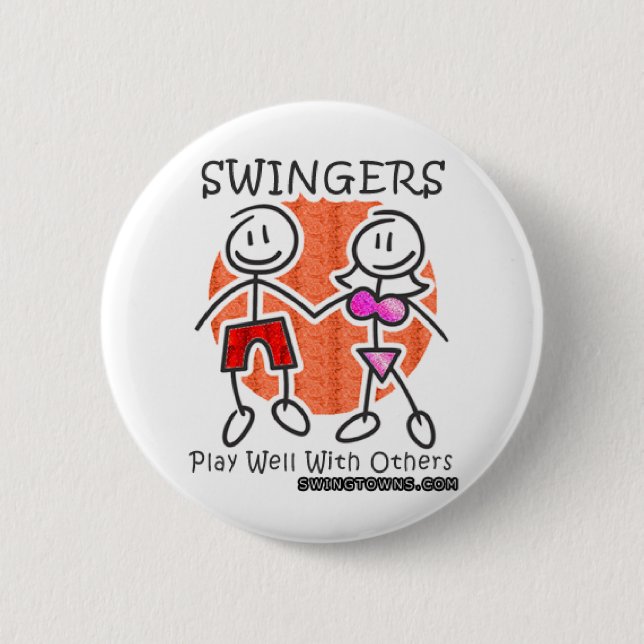 Swingers Play Well Together 2 Inch Round Button (Front)