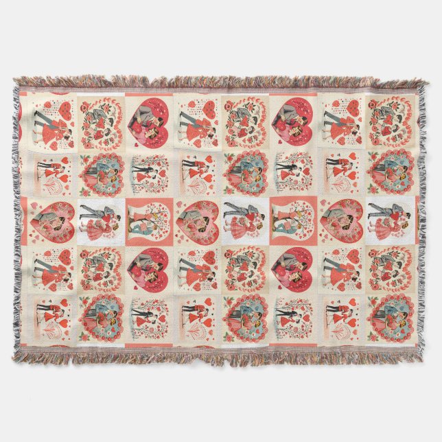 Swingin' Sixties Valentine Patchwork Throw Blanket (Front)