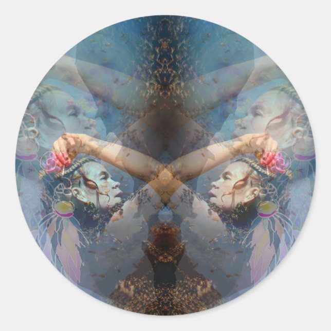 swinging feathered lanterns classic round sticker (Front)