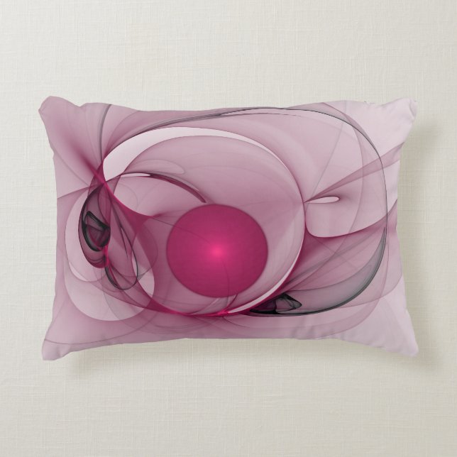Swinging Fractal, Modern Abstract Berry Pink Art Accent Pillow (Front)