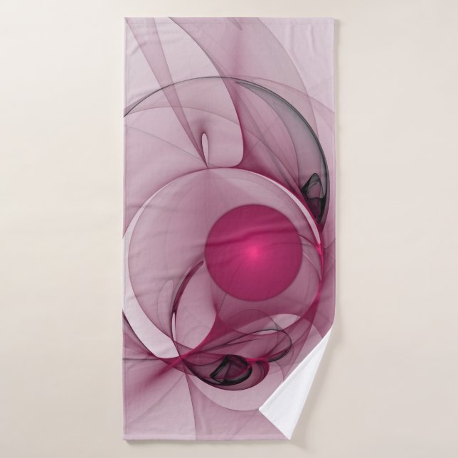 Swinging Fractal, Modern Abstract Berry Pink Art Bath Towel (Bath Towel)