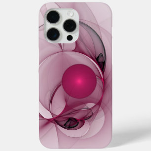 Swinging Fractal, Modern Abstract Berry Pink Art iPhone 15 Pro Max Case
