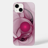 Swinging Fractal, Modern Abstract Berry Pink Art