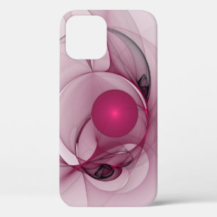 Swinging Fractal, Modern Abstract Berry Pink Art iPhone 12 Case