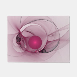 Swinging Fractal, Modern Abstract Berry Pink Art Doormat
