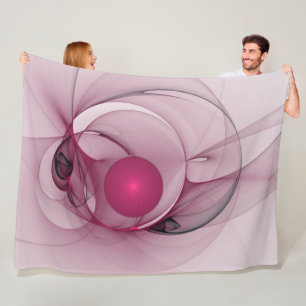 Swinging Fractal, Modern Abstract Berry Pink Art Fleece Blanket
