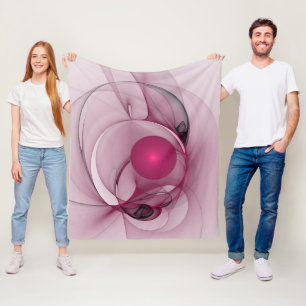 Swinging Fractal, Modern Abstract Berry Pink Art Fleece Blanket