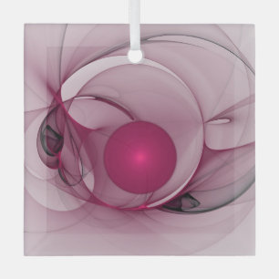 Swinging Fractal, Modern Abstract Berry Pink Art Glass Ornament