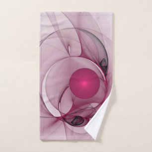Swinging Fractal, Modern Abstract Berry Pink Art Hand Towel