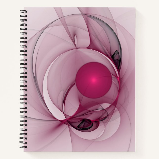 Swinging Fractal, Modern Abstract Berry Pink Art Notebook (Front)