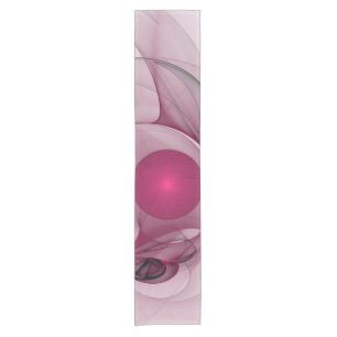Swinging Fractal, Modern Abstract Berry Pink Art Short Table Runner
