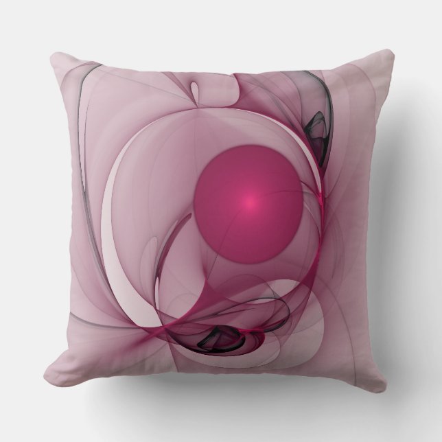 Swinging Fractal, Modern Abstract Berry Pink Art Throw Pillow (Front)
