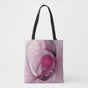 Swinging Fractal, Modern Abstract Berry Pink Art Tote Bag