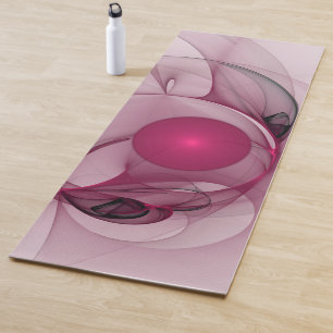Swinging Fractal, Modern Abstract Berry Pink Art Yoga Mat