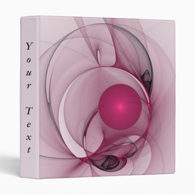 Swinging Fractal, Modern Abstract Berry Pink Text Binder (Front/Spine)
