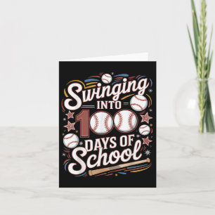 Swinging Into 100 Days Of School Baseball Card