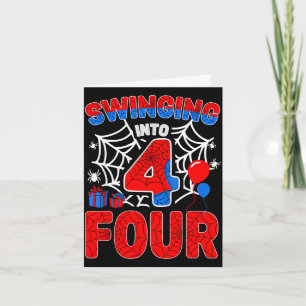Swinging into 4 year old boy funny 4th spider card