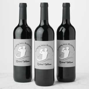 Swinging into Retirement Modern Golf Player Party Wine Label