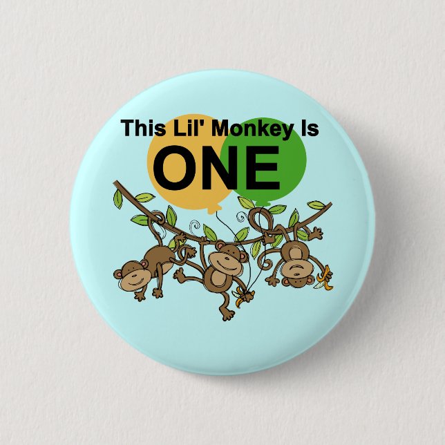 Swinging Monkeys 1st Birthday t shirts and Gifts 2 Inch Round Button (Front)