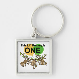 Swinging Monkeys 1st Birthday t shirts and Gifts Keychain